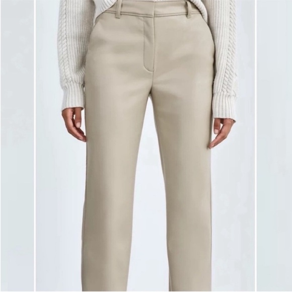 Babaton Cropped Cream Vegan Leather Pants EUC - Picture 1 of 17